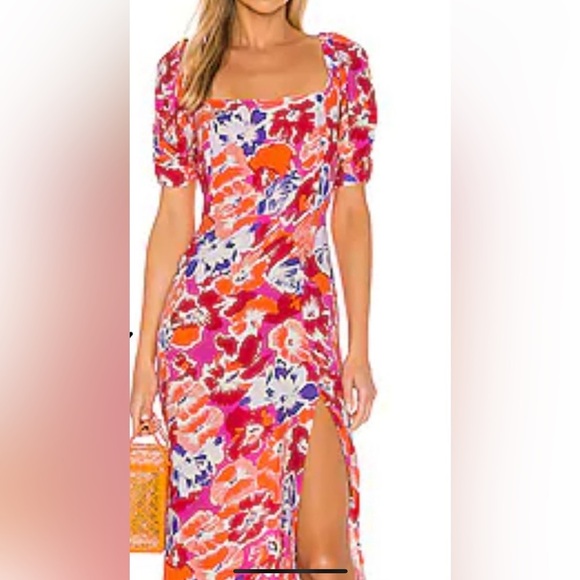 L Space Alissa Super Bloom Floral Midi Dress in MEDIUM, NWT, Pink/Orange/Red - Picture 14 of 14